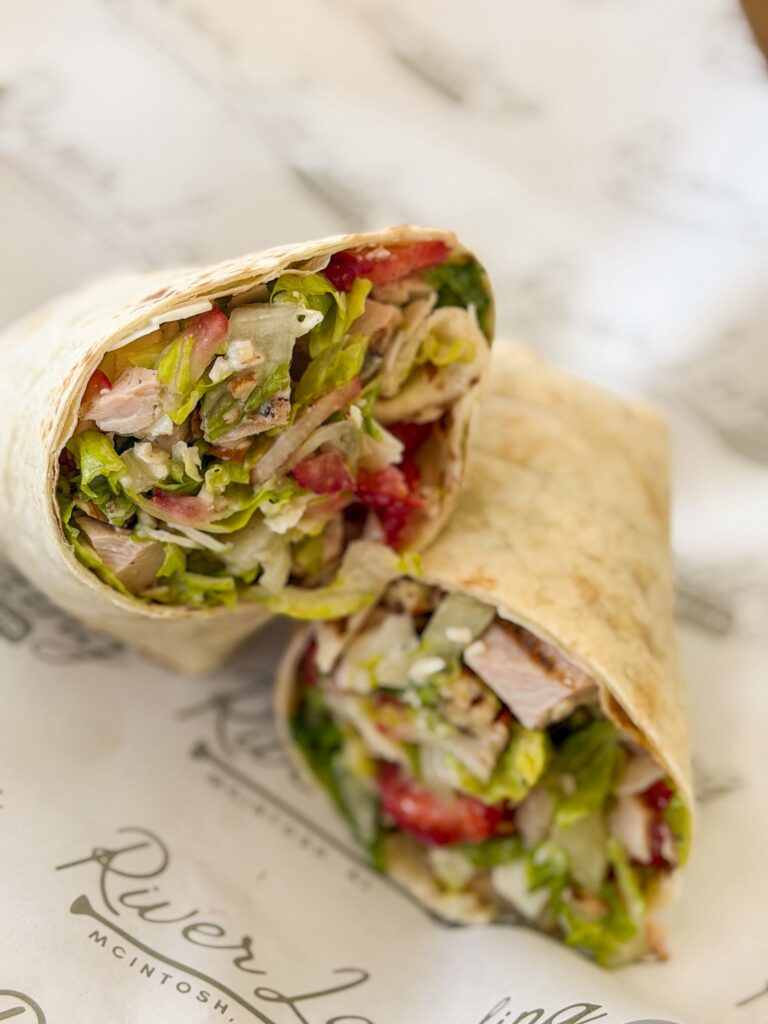 Chicken and strawberry salad wrap