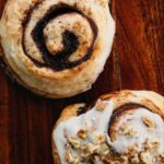 Overhead view of fresh cinnamon rolls